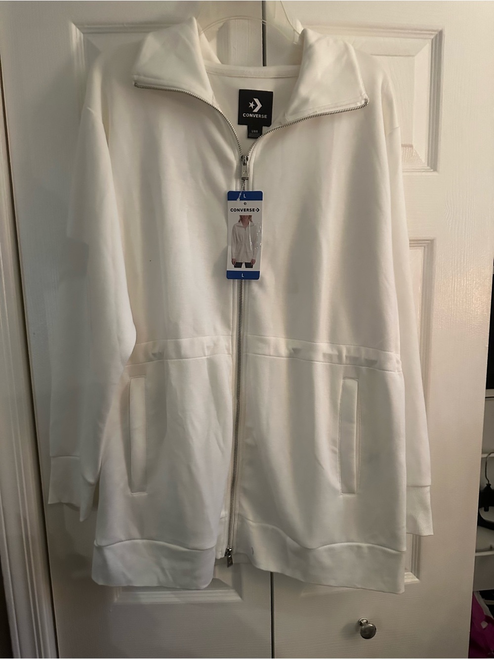 Converse Women's White Full-Zip Jacket large